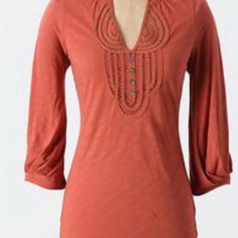 Anthropologie C Kerr Loop de Loop Women's Henley Top
